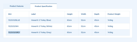 Howarth 3 Trolley 1525/03/GREY | Sim & Skills