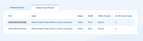 White Screen Frame & Curtains (4 panels) SCR01/WHITE/SCR21 | Sim & Skills