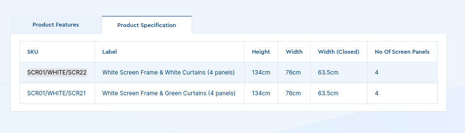 White Screen Frame & Curtains (4 panels) SCR01/WHITE/SCR21 | Sim & Skills